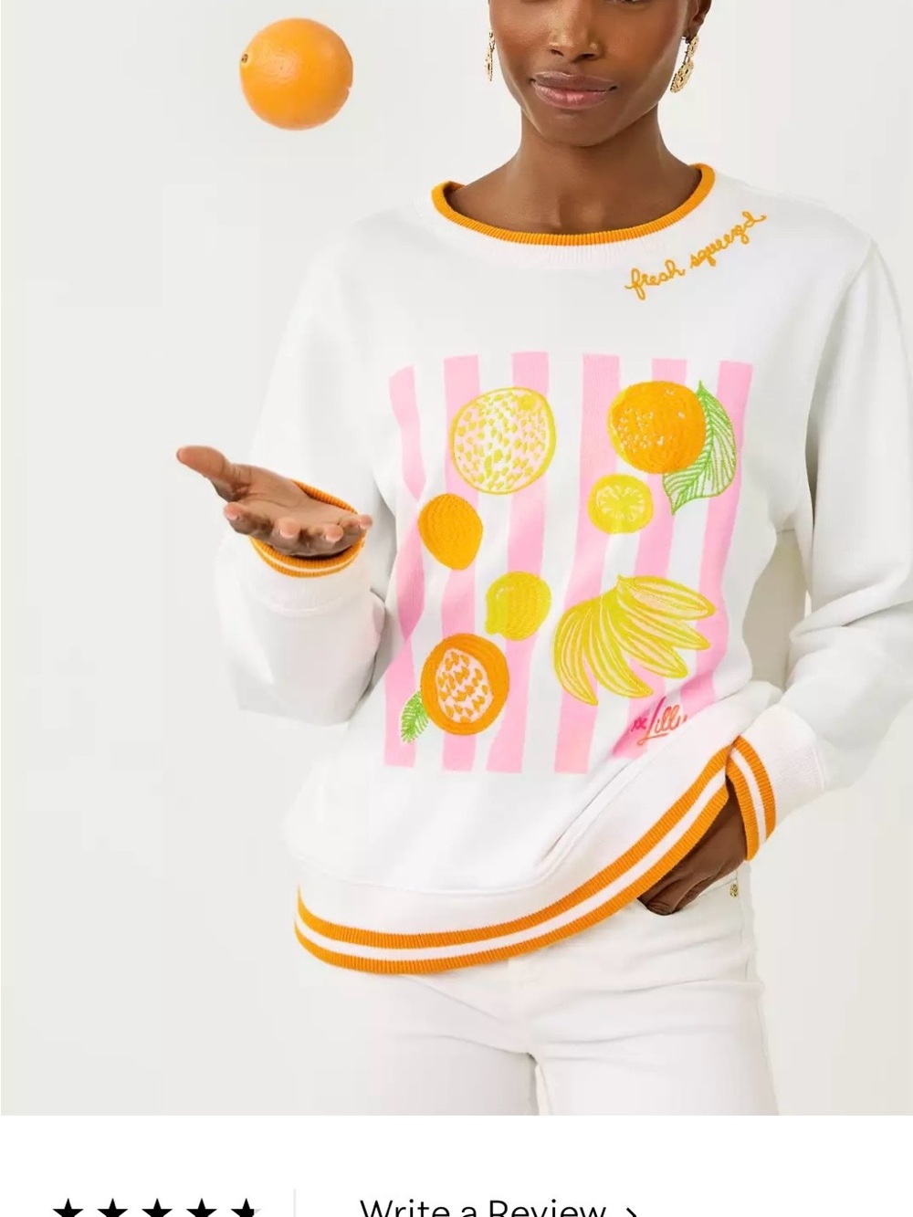 NEW LILLY PULITZER ballad long sleeve sweatshirt in multi fresh squeezed embroid